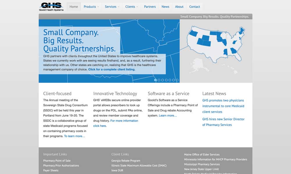 Screenshot of a ghsinc.com