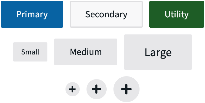 Screenshot of a selection of Promenade Button component variants